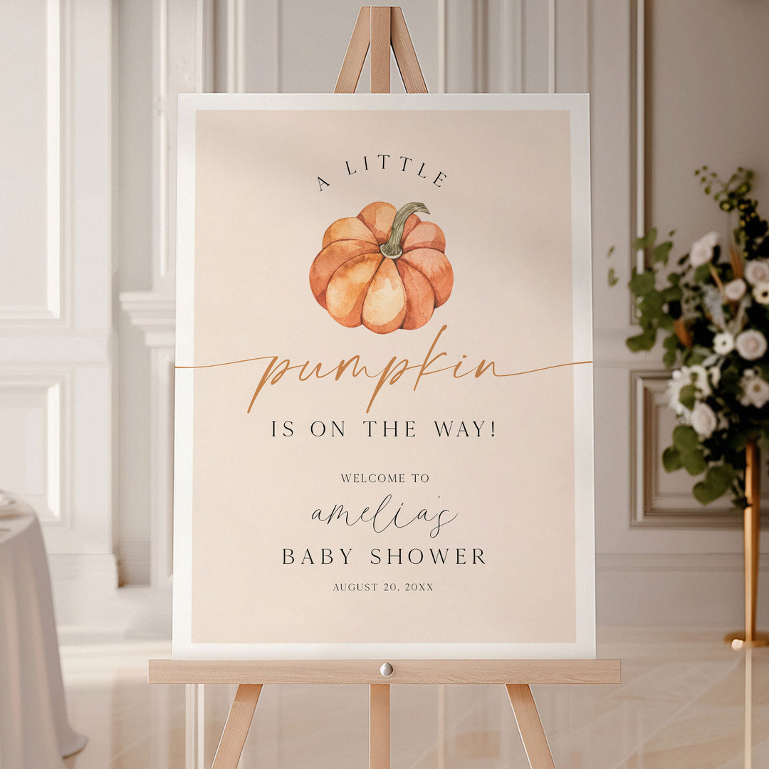 Modern Little Pumpkin Baby Shower Welcome Sign