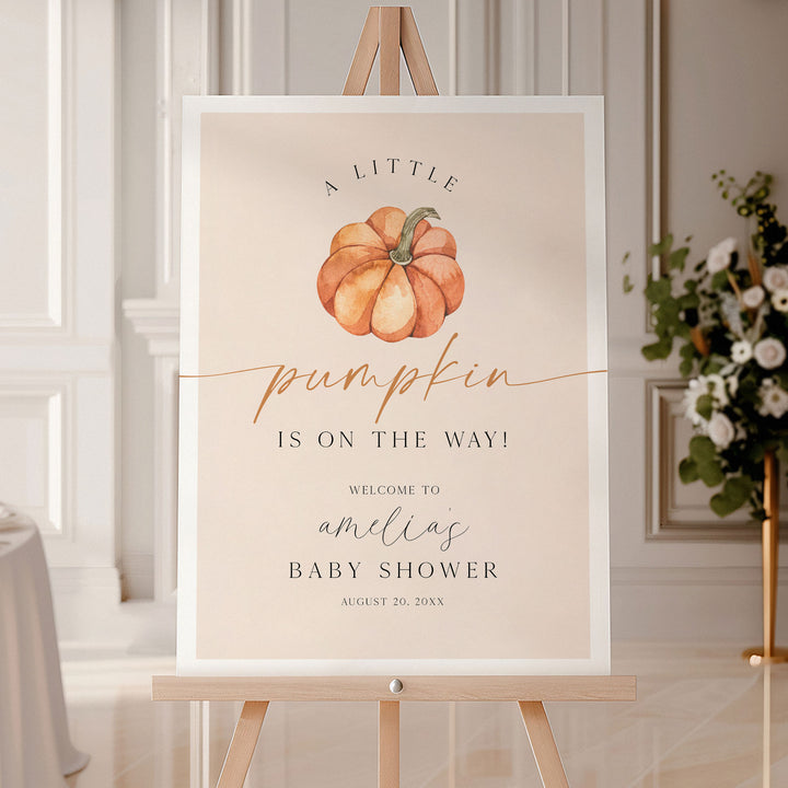 Modern Little Pumpkin Baby Shower Welcome Sign