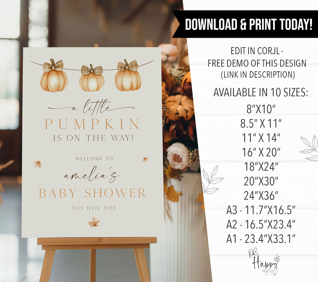 A Little Pumpkin's On The Way Welcome Sign