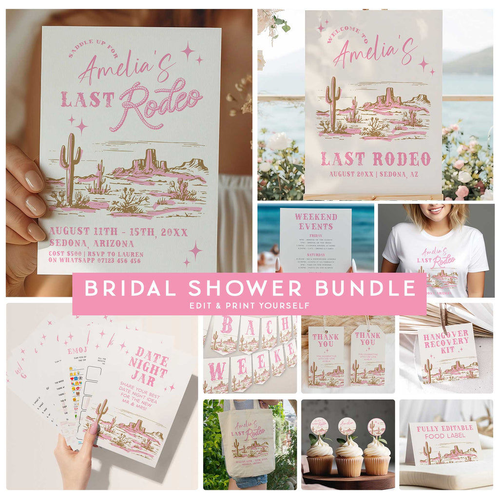 Her Last Rodeo Bachelorette Bundle Editable Templates – OhHappyPrintables