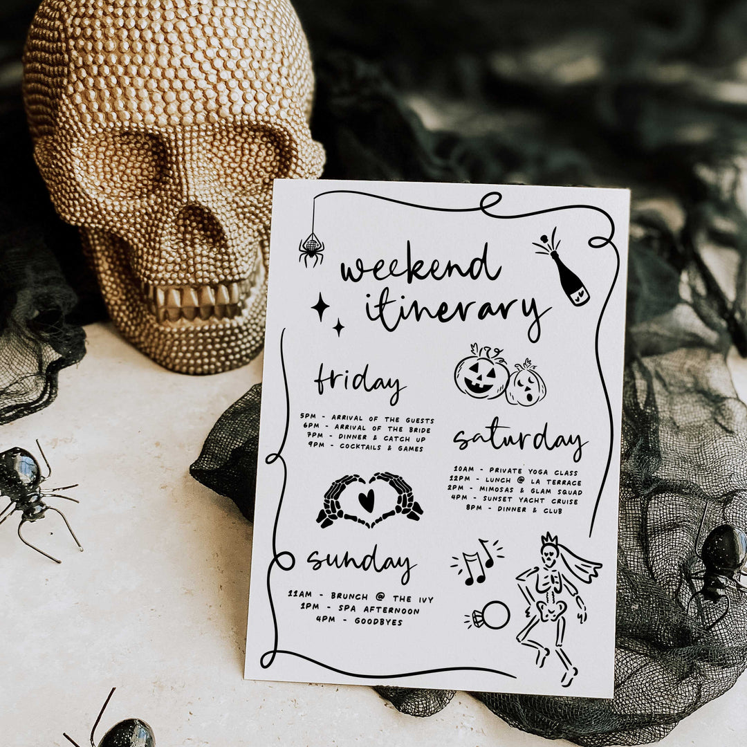 Printable “Last Boo Before I Do” invite for Halloween bachelorette parties, featuring bats, spider webs, and custom editable text