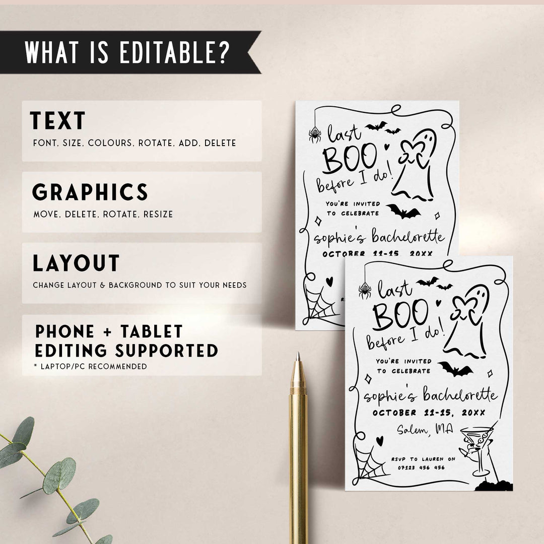 Last Boo Before I Do Bachelorette Invitation