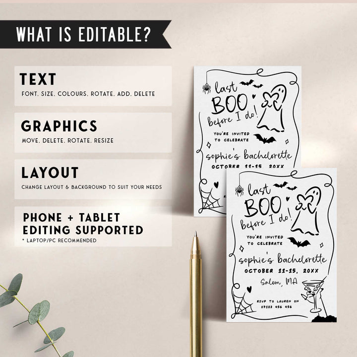 Last Boo Before I Do Bachelorette Invitation