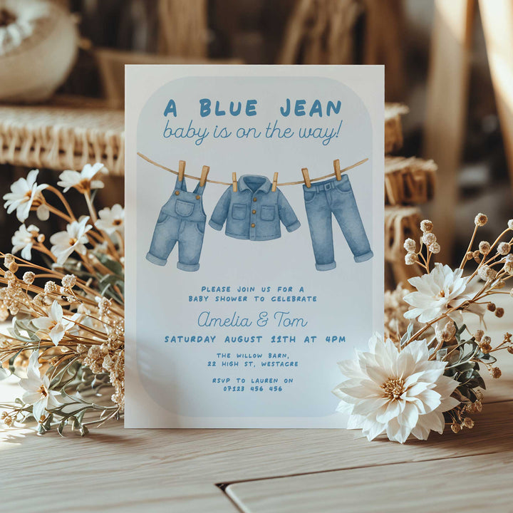 Blue Jeans Baby Bubble Invitation