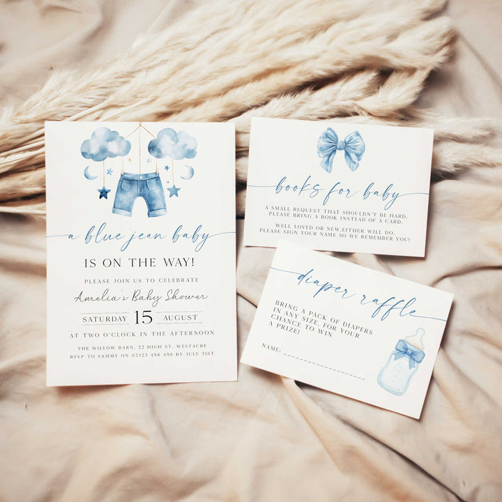 Blue Jeans Baby Mobile Invitation