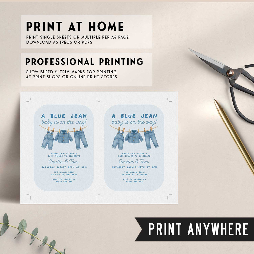Blue Jeans Baby Bubble Invitation