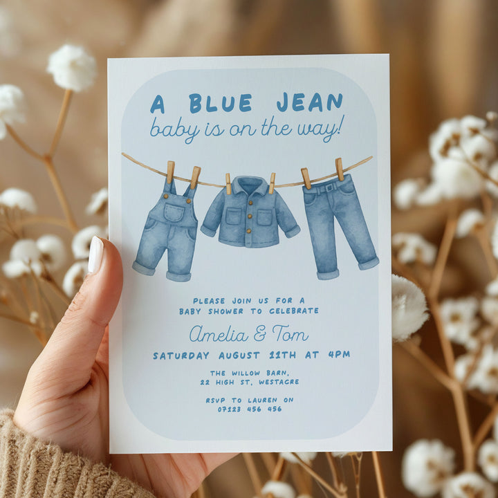 Blue Jeans Baby Bubble Invitation