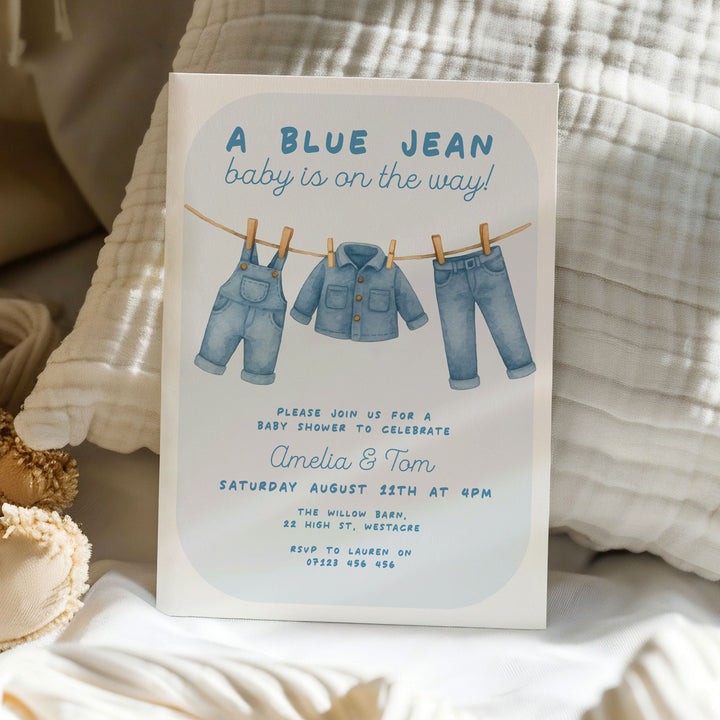 Blue Jeans Baby Bubble Invitation