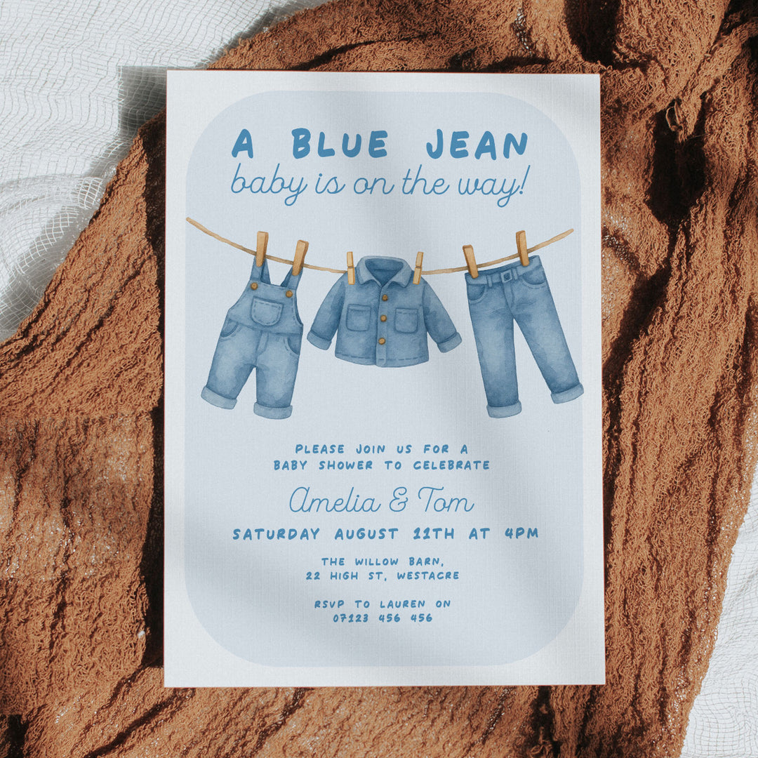 Blue Jeans Baby Bubble Invitation