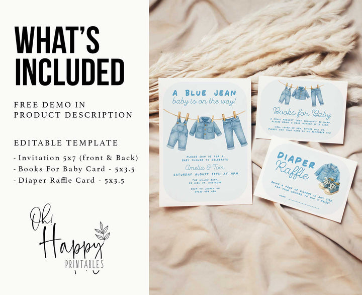 Blue Jeans Baby Bubble Invitation