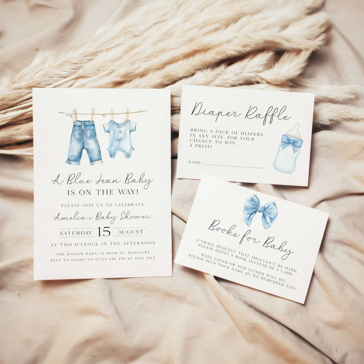 Blue Jeans Baby Simple Invitation