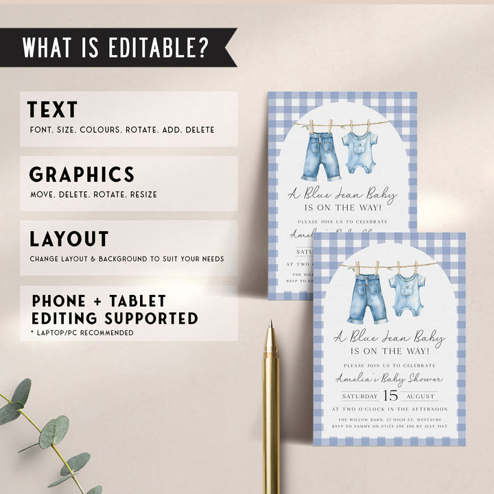 Blue Jeans Baby Arch Invitation