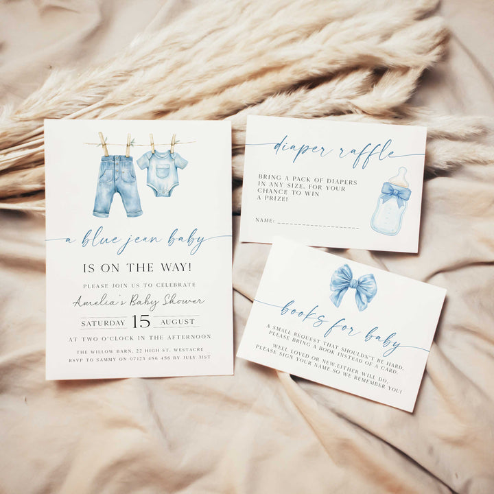 Blue Jeans Baby Modern Invitation