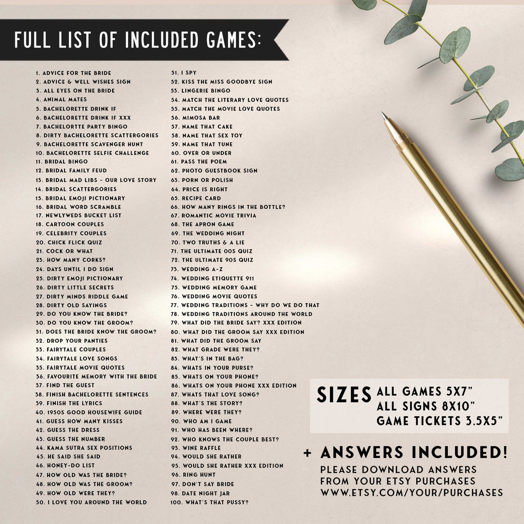 Get everything you need to throw the ultimate bachelorette party with our party bundle! This all-in-one package includes 100 editable games, bachelorette invite, bachelorette weekend itinerary, and welcome signs, all designed with a fresh pink theme.