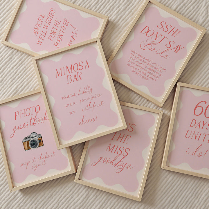 100 Editable Pink Wavy Bridal Shower Games