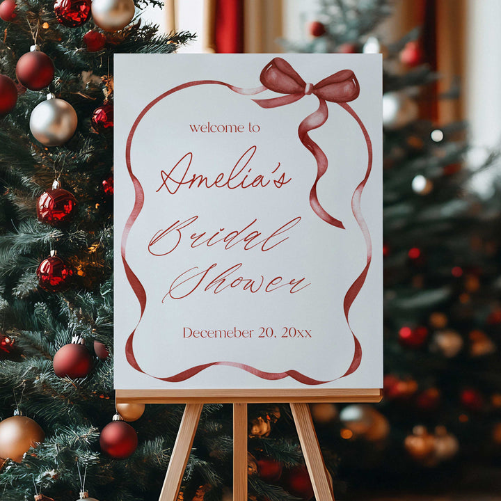 Red Bow Bridal Shower Welcome Sign