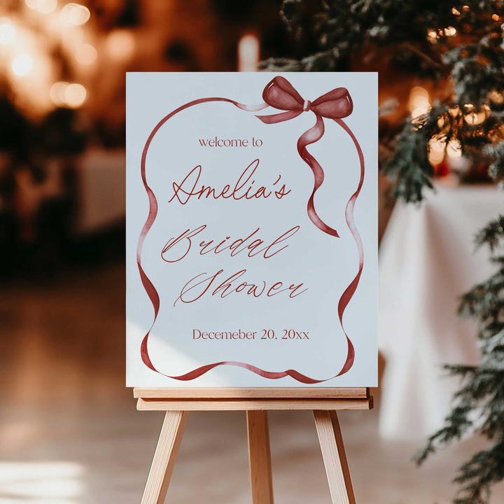 Red Bow Bridal Shower Welcome Sign