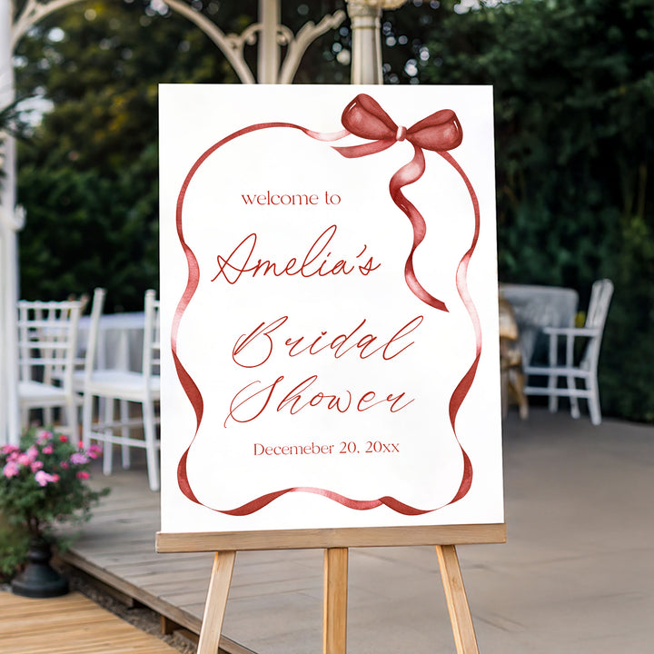 Red Bow Bridal Shower Welcome Sign
