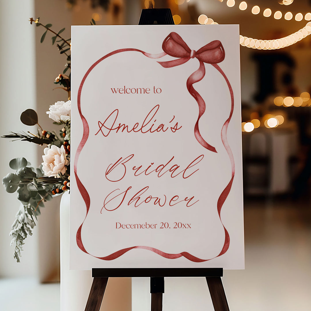 Red Bow Bridal Shower Welcome Sign