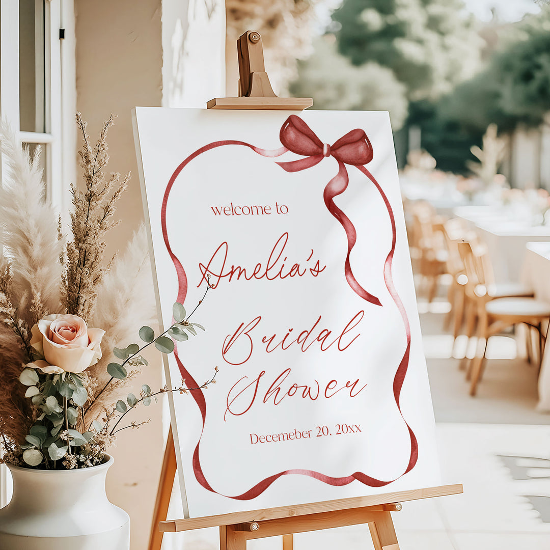 Red Bow Bridal Shower Welcome Sign
