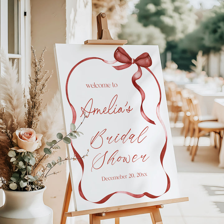 Red Bow Bridal Shower Welcome Sign