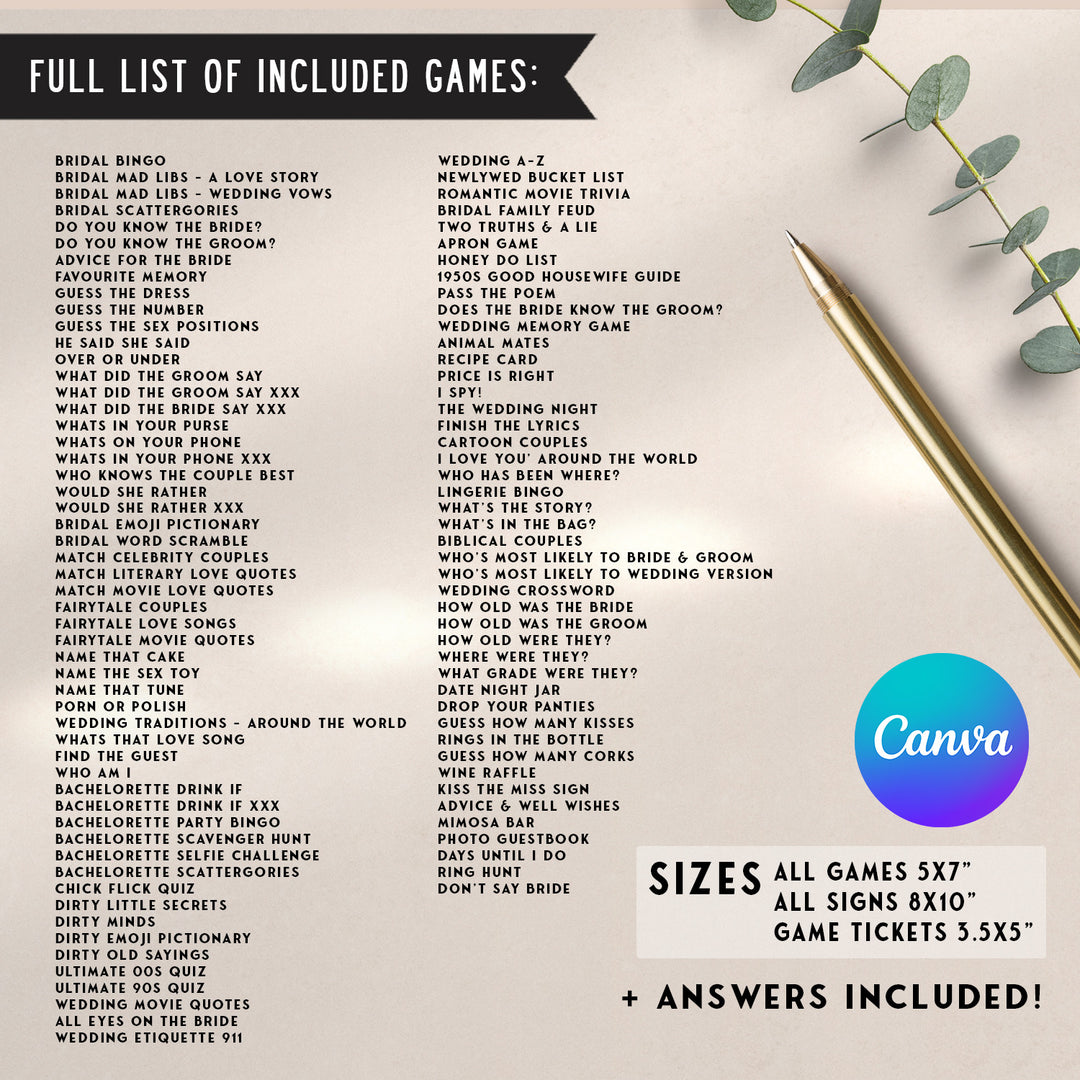 100 Editable Wildflower Bridal Shower Games