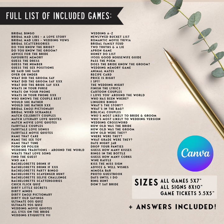 100 Editable Wildflower Bridal Shower Games