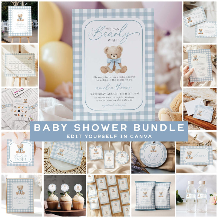 Blue Bearly Wait Baby Shower Bundle