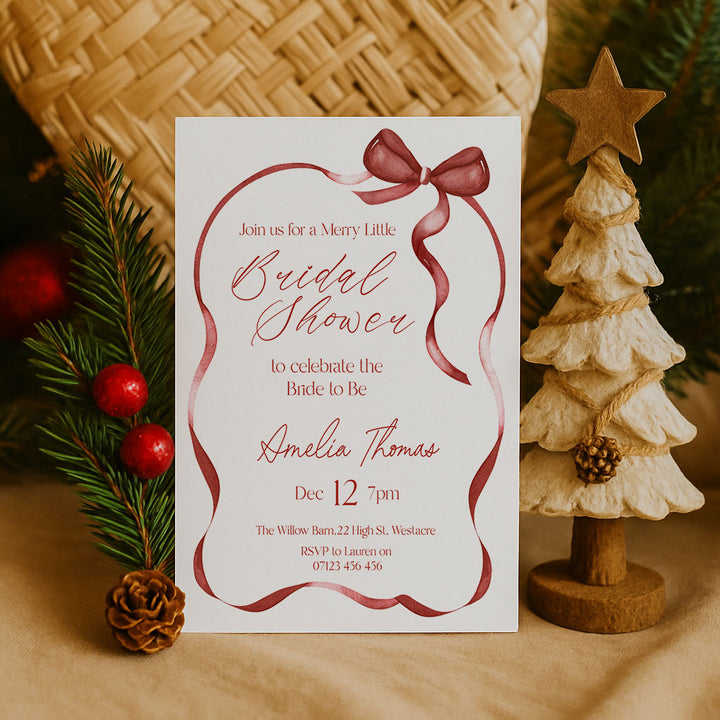 Red Bow Bridal Shower Invitation