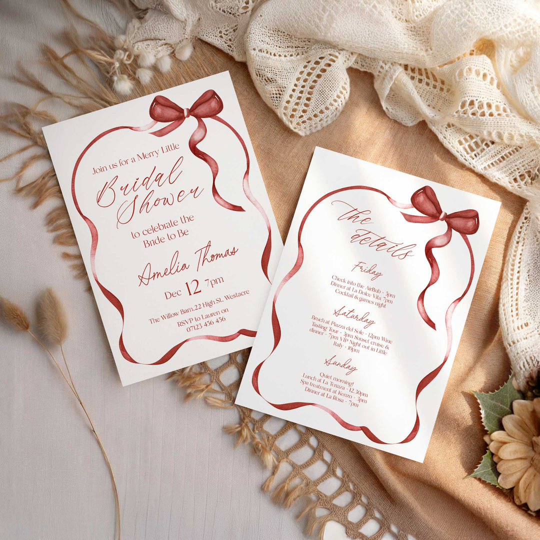 Red Bow Bridal Shower Invitation