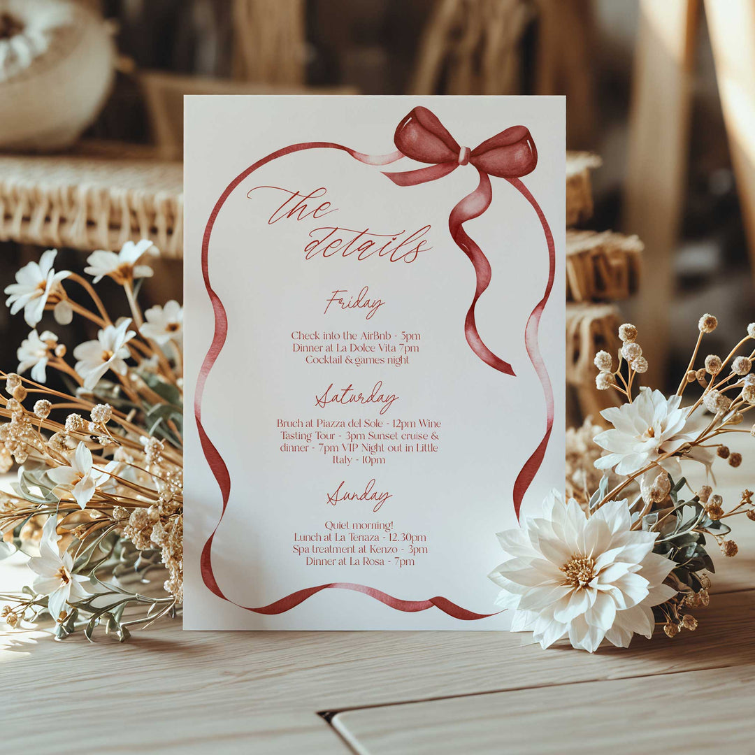 Red Bow Bridal Shower Invitation