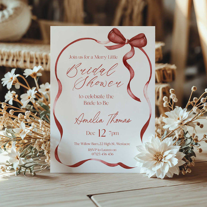 Red Bow Bridal Shower Invitation