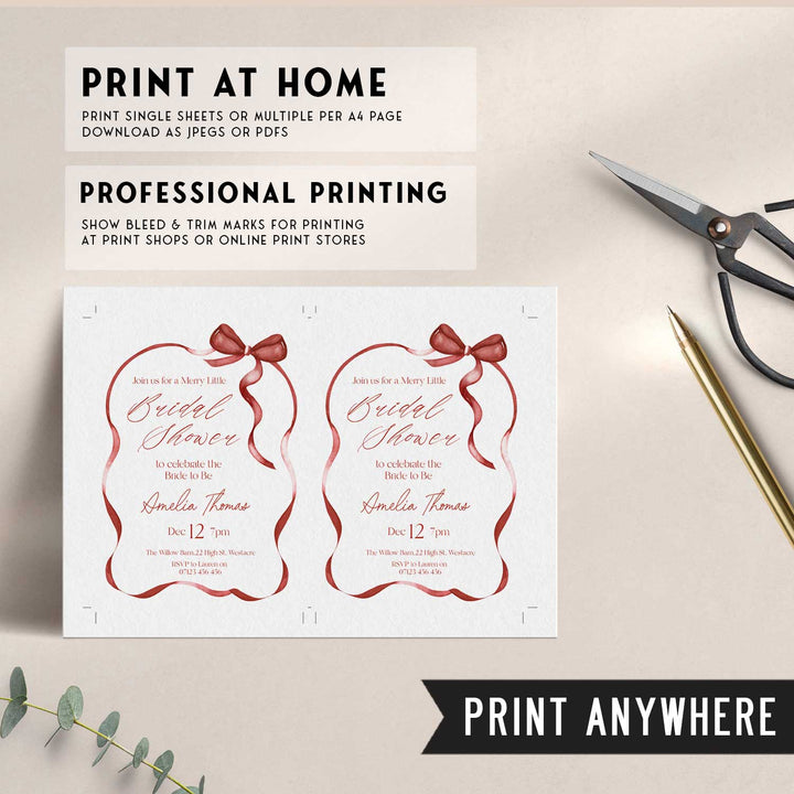 Red Bow Bridal Shower Invitation