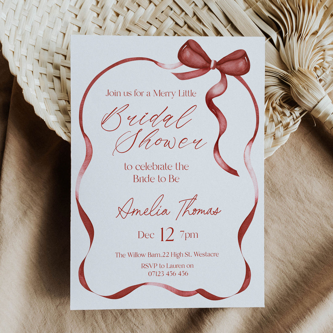 Red Bow Bridal Shower Invitation