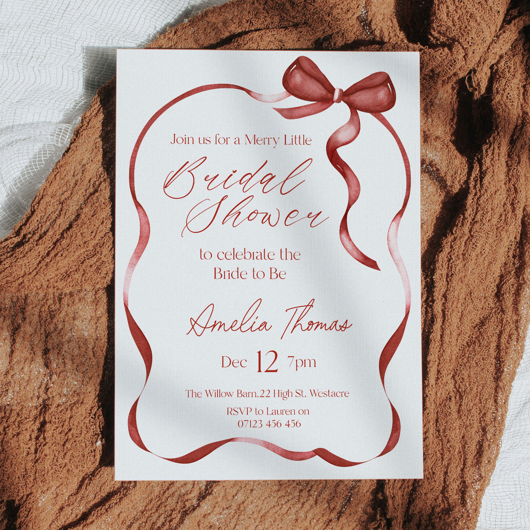 Red Bow Bridal Shower Invitation