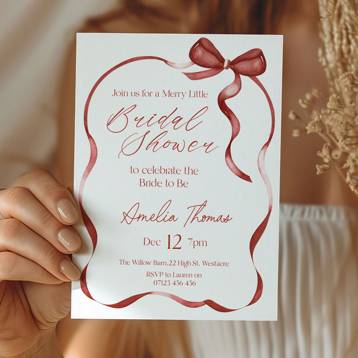 Red Bow Bridal Shower Invitation