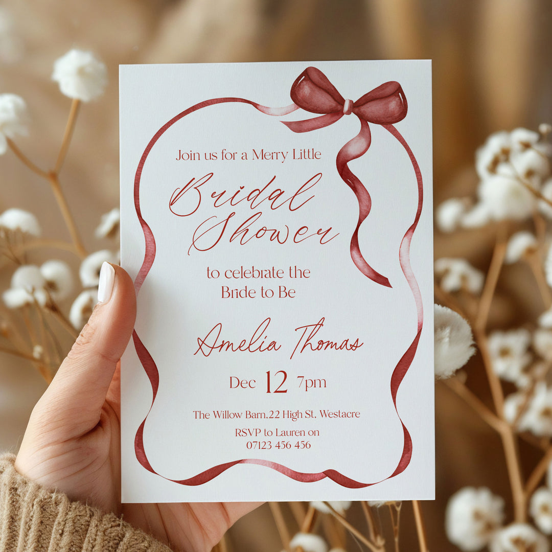 Red Bow Bridal Shower Invitation