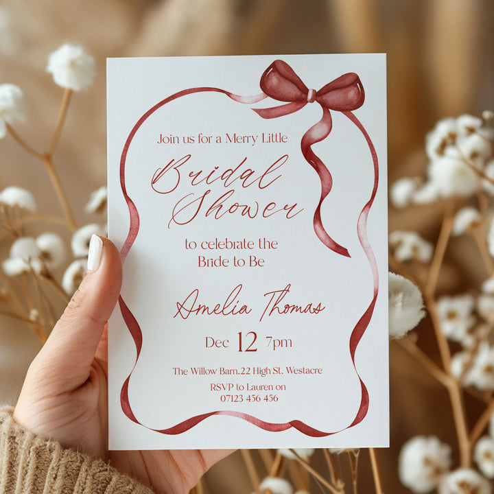 Red Bow Bridal Shower Invitation