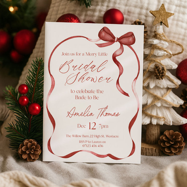 Red Bow Bridal Shower Invitation