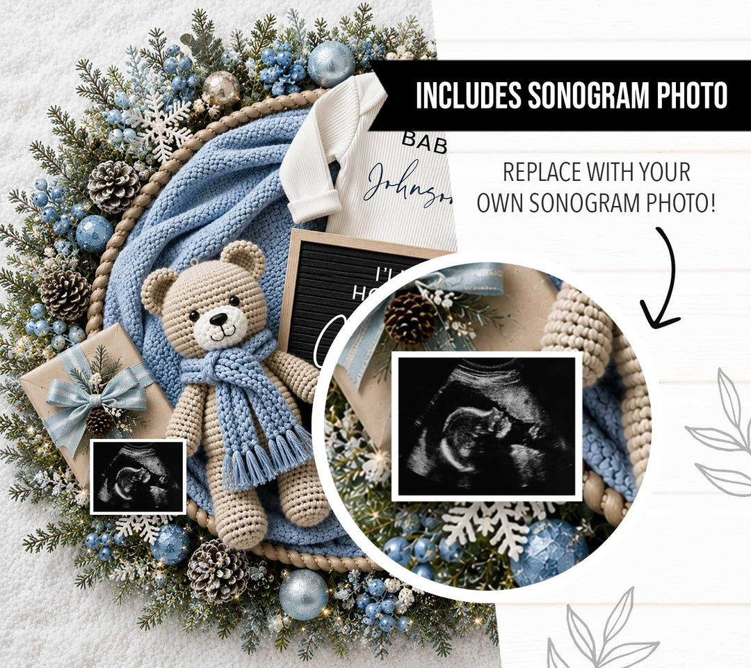 Bear In Blue Christmas Pregnancy Announcement