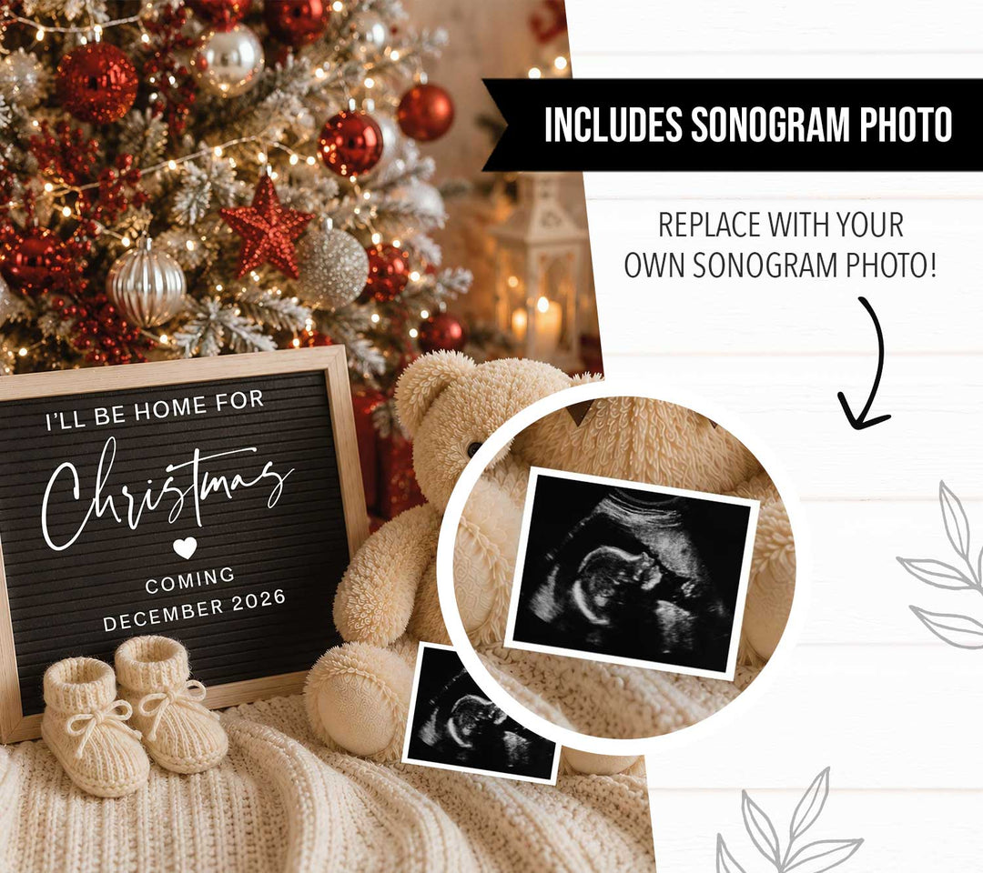 Log Cabin Christmas Digital Pregnancy Announcement