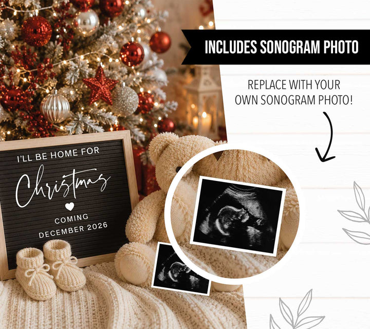 Log Cabin Christmas Digital Pregnancy Announcement