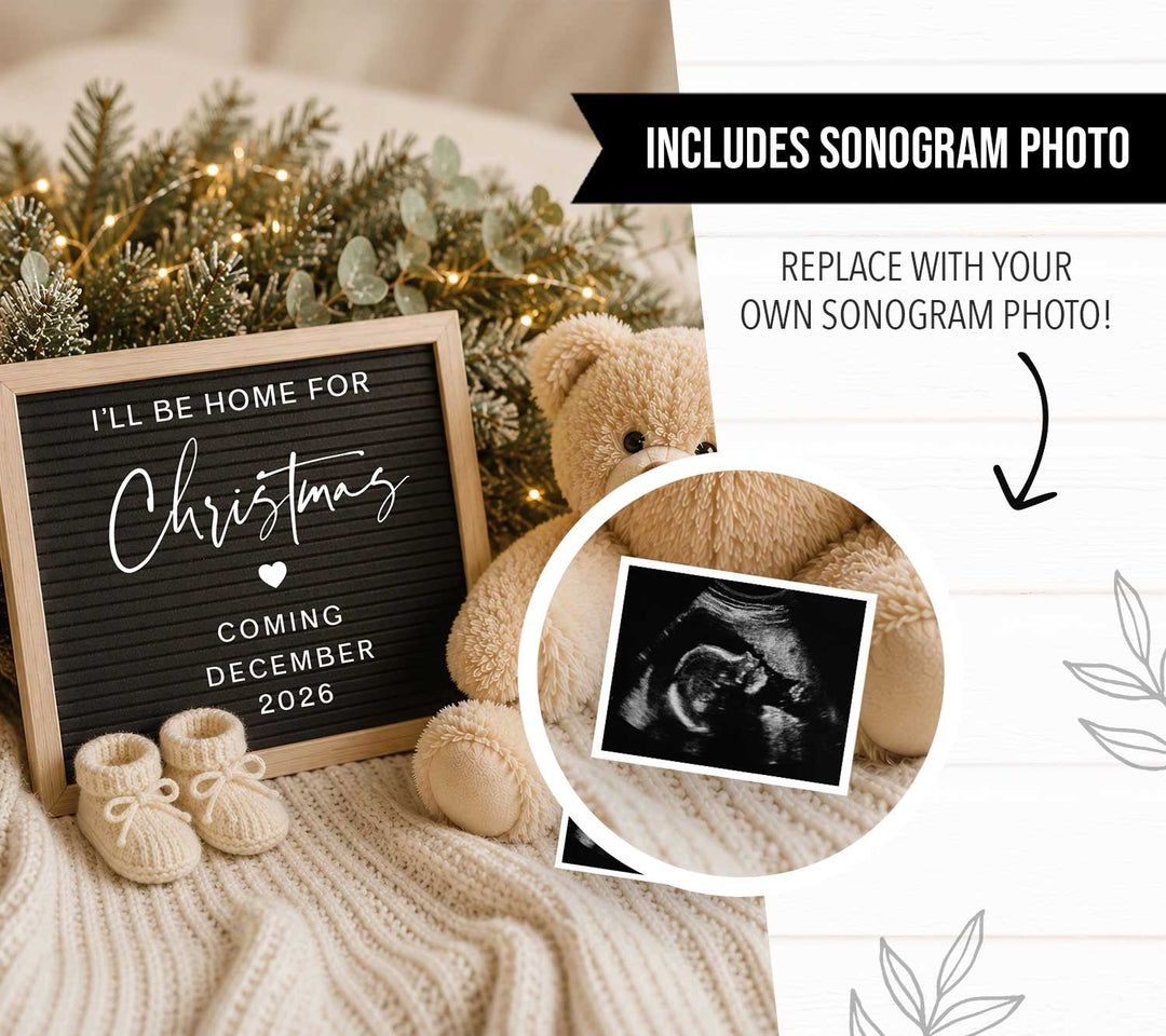 Baby Due  Christmas Digital Pregnancy Announcement