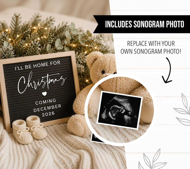 Baby Due  Christmas Digital Pregnancy Announcement