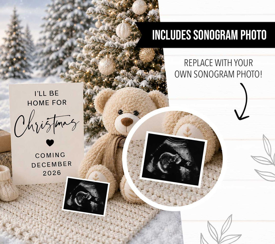Festive Teddy Bear Christmas Pregnancy Announcement
