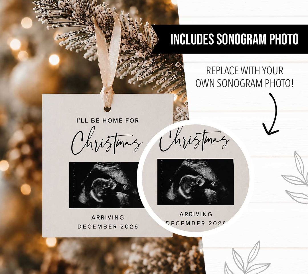 Square Christmas Digital Pregnancy Announcement