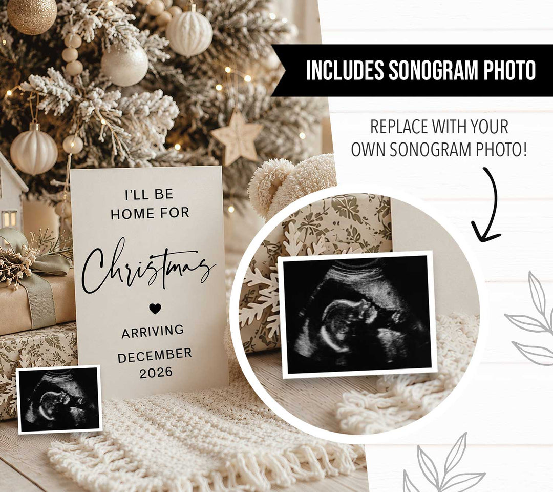 Snowy Bear Pregnancy Announcement Editable Canva Template