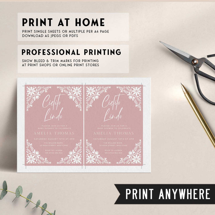 Cielito Lindo Pink Baby Shower Invitation