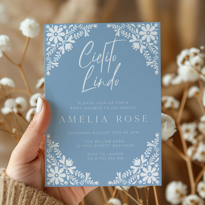 Cielito Lindo Blue Baby Shower Invitation
