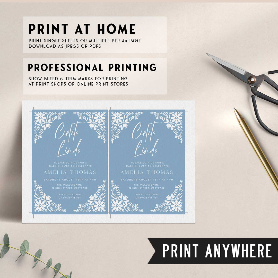 Cielito Lindo Blue Baby Shower Invitation